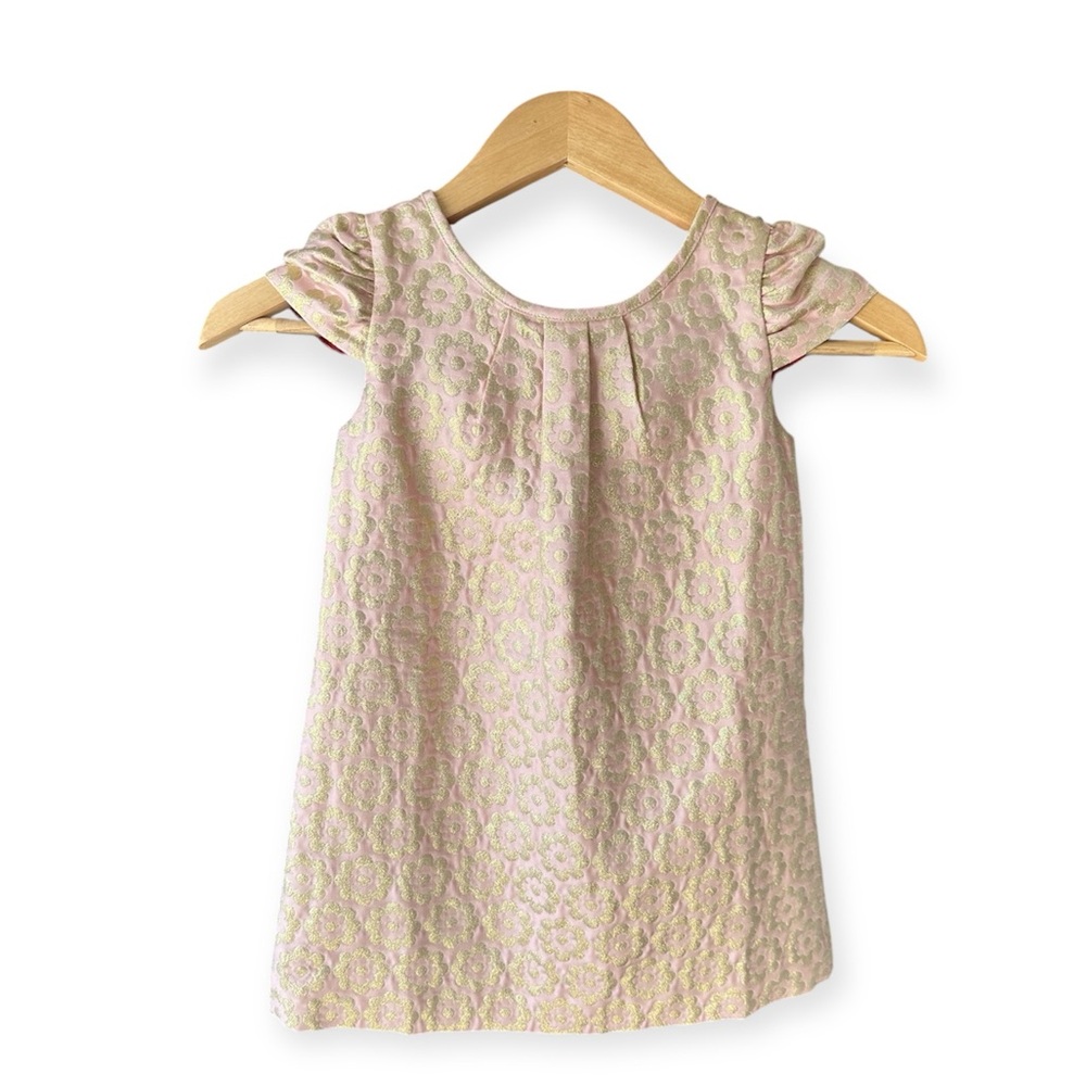 Mini Boden floral gold & pink cap sleeve  dress 4/5